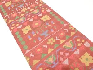 花更紗模様織り出し　袋帯